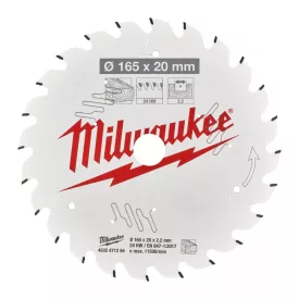 Körfűrészlap 165*20 mm z=24 fához Milwaukee 4932471294