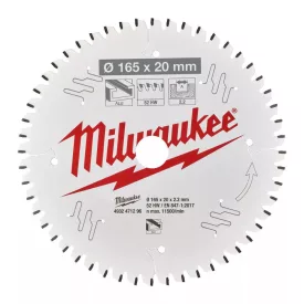Körfűrészlap 165*20 mm z=52 alu Milwaukee 4932471296