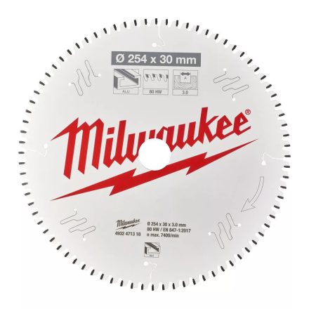 Körfűrészlap 254*30 mm z=80 fához Milwaukee 4932471318