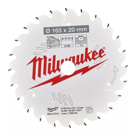 Körfűrészlap 165*20 mm z=24 Milwaukee 4932471931