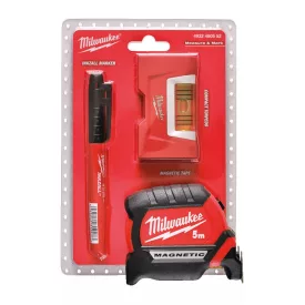   Mérőszalag 5 m mágneses + zsebvízmérték + filc Milwaukee 4932480552