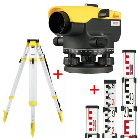 Leica NA324 + CTP104 + CLR102 Optikai szintező + állvány + mérőléc