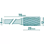 Keményfém turbómaró, rotormaró hengeres 12×25/6mm Extol industrial