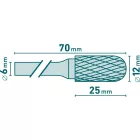Keményfém turbómaró, rotormaró hengeres kerek 12*6/6mm Extol industrial