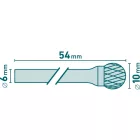 Keményfém turbómaró, rotormaró gömb 10*54*6mm Extol industrial