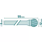 Keményfém turbómaró, rotormaró gömb 12*55*6mm Extol industrial