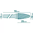 Keményfém turbómaró, rotormaró íves, kerek 12×25/6mm Extol industrial