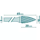 Keményfém turbómaró, rotormaró ívelt, hegyes10×20/6mm Extol industrial