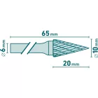 Keményfém turbómaró, rotormaró kúpos, hegyes 10×20/6mm Extol industrial