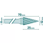 Keményfém turbómaró, rotormaró kúpos, hegyes 12×25/6mm Extol industrial